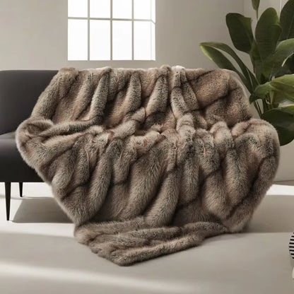 Luxury Faux Fur Blanket High-End Bed Fox Fur Blankets for Beds Plaid on the Sofa Cover Decoration Home Blankets and Throws